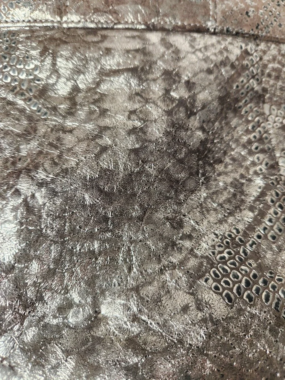 Lauren Merkin Brown Metallic Reptile Snake Print Leather Shoulder Bag